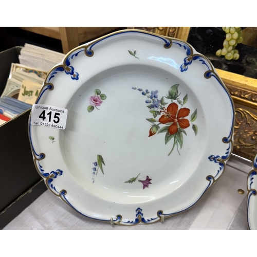 415 - A pair of antique Derby porcelain plates