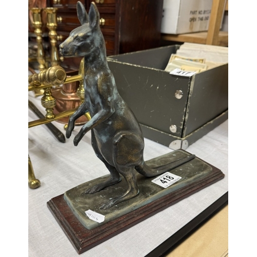 418 - A cast brass figure of a kangaroo