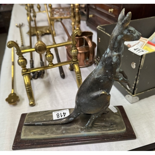 418 - A cast brass figure of a kangaroo