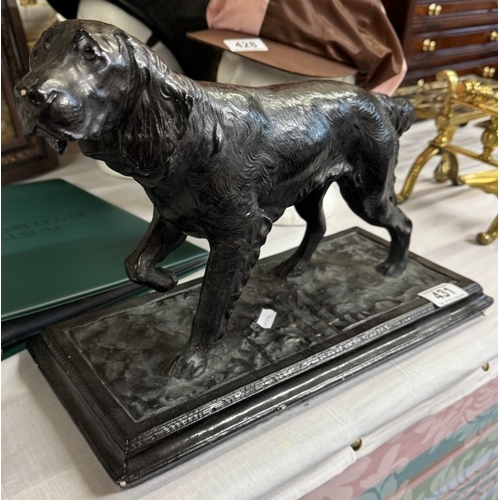 431 - A large plaster figure of a Gun dog with a bronzed finish