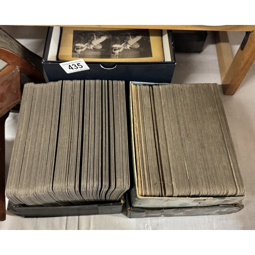 435 - 2 antique stereoscope viewers with a large quantity of cards including Japan through the stereoscope