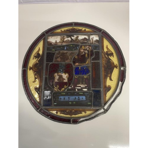 231 - A 16th century stained glass panel of Philip II of Spain, dated 1598, COLLECT ONLY.