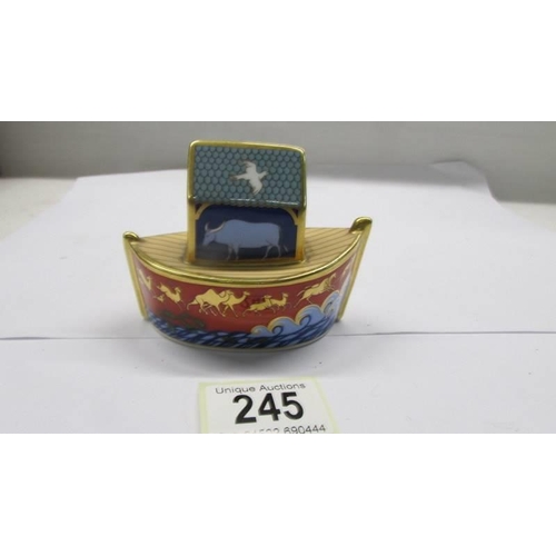 245 - A Royal Crown Derby Noah's ark paperweight, no stopper.