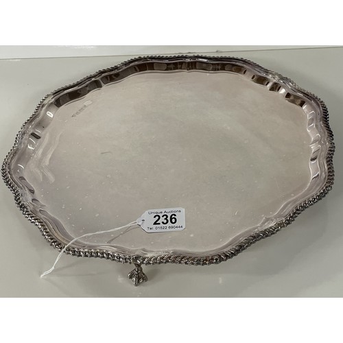 236 - Silver Tray weight 2lb 7oz,/ 1220g aprox