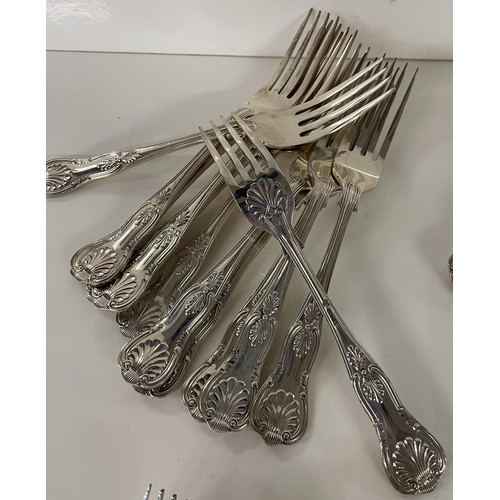 237 - Silver Cutlery. 12 of each and 4 serving spoons (knives with stainless steel blades 2.85lb / 1.28kg ... 