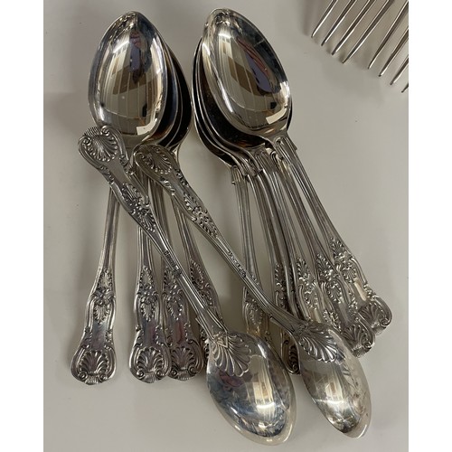 237 - Silver Cutlery. 12 of each and 4 serving spoons (knives with stainless steel blades 2.85lb / 1.28kg ... 