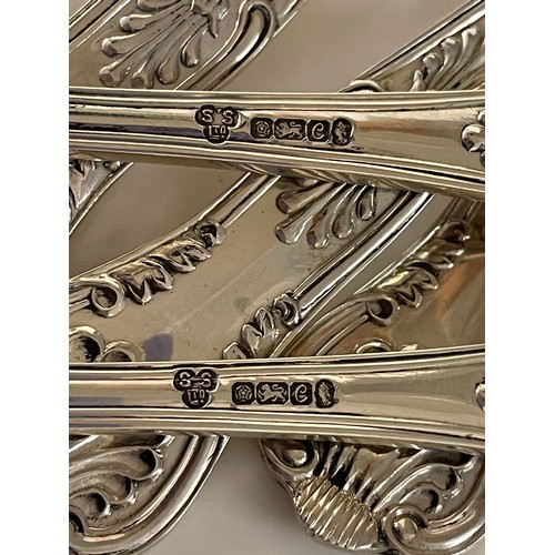 237 - Silver Cutlery. 12 of each and 4 serving spoons (knives with stainless steel blades 2.85lb / 1.28kg ... 