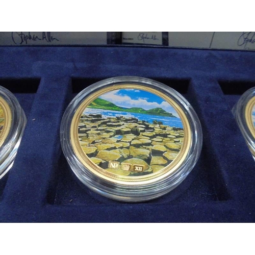 289 - A cased set of 6 gold plated coins celebrating Great Britain, Numisproof collection.