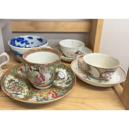 421 - A good lot of Chinese porcelain & pottery including cups, saucers, bowls etc