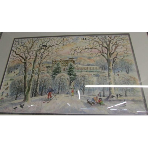 506 - A framed and glazed winter scene, 58 x 77 cm.