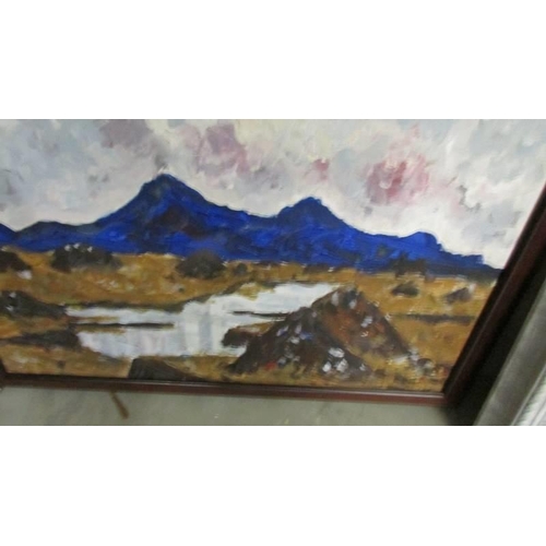 510 - Irish School oil on board 'the Turf Bog' the west of Ireland, framed.