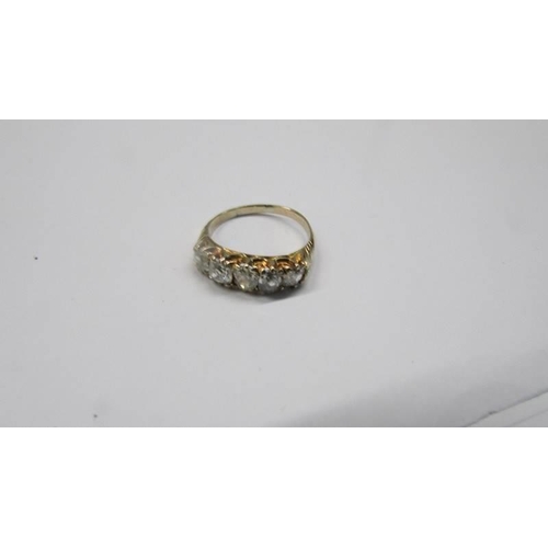 100N - A Victorian 18ct old mine cut five stone diamond ring, total approx. weight 1.5ct, size L,