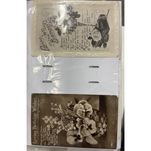 550 - 2 albums of postcards including greeting, flowers & birthday etc. (approximately 400 cards) & 3 albu... 