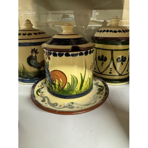 566 - 8 Torquay ware tobacco & preserve jars