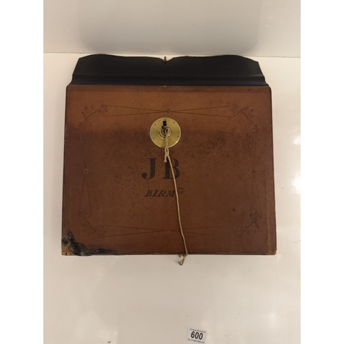 600 - A Victorian writing box in the form of a briefcase