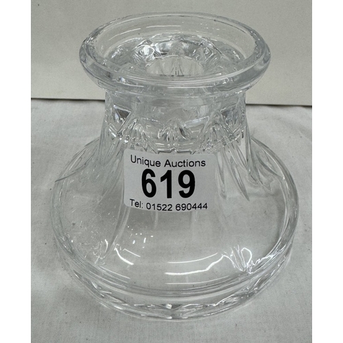 619 - A heavy cut glass candle lamp