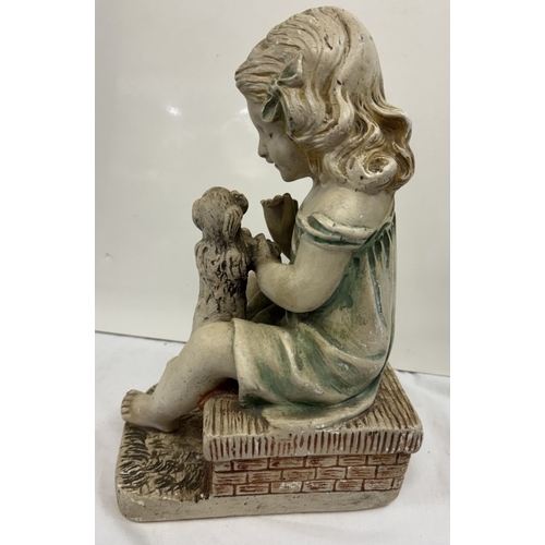 623 - A vintage chalkware figure of a seated girl. Reg no 765573 LMC 47G