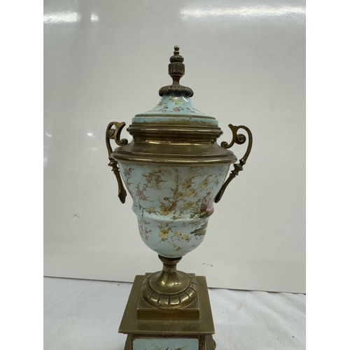 635 - An impressive circa 1890s ceramic and gilt hand painted metal urn by Moore Leason & Co (ML & CO) In ... 