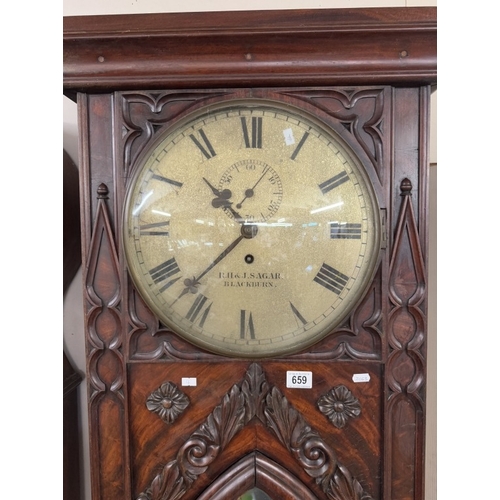 659 - A 19th century long case clock, R. H. & J. Sagar, Blackburn