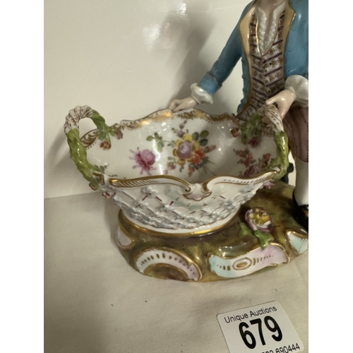 679 - AB Meissen? figure of a gardener with large basket