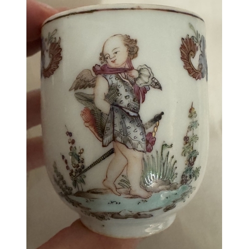 682 - A fine 18th century hand painted cup & saucer (unmarked)