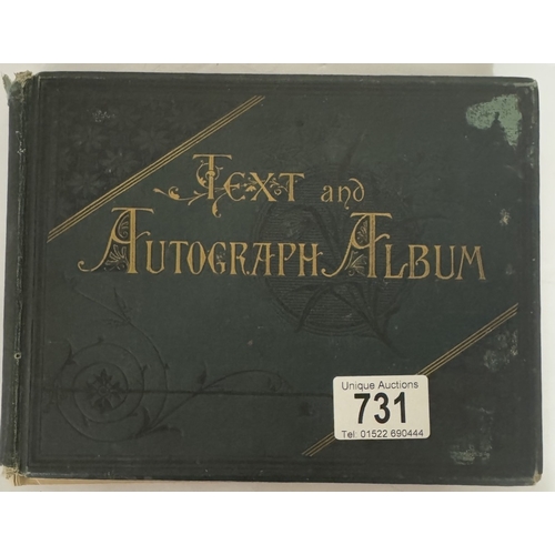 731 - An empty Victorian text & autograph album (loose spine)