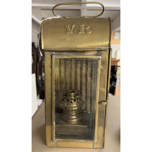 758 - A pair of brass electric lanterns