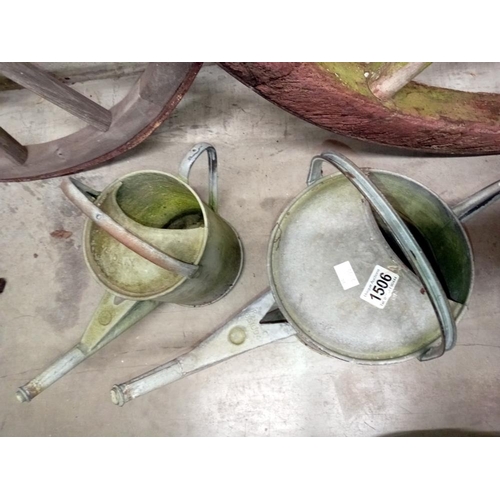 1506 - 2 metal watering cans