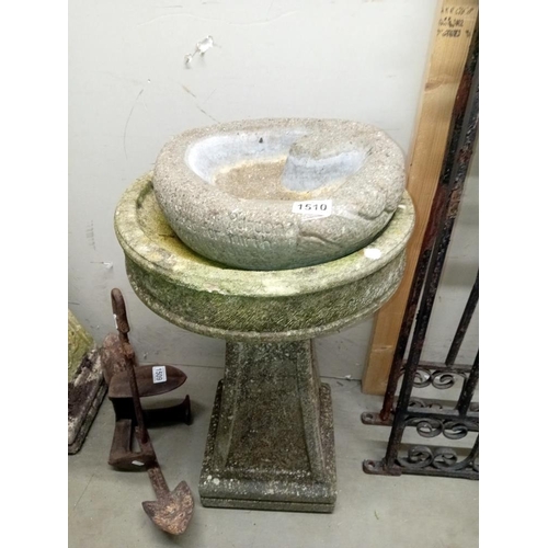 1510 - A large concrete bird bath & 1 other