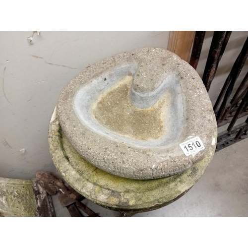 1510 - A large concrete bird bath & 1 other