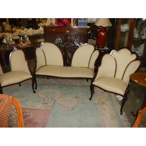 1178 - A mahogany framed three piece salon suite.