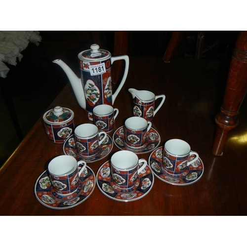 1181 - A Japanese coffee set for six (missing one saucer).