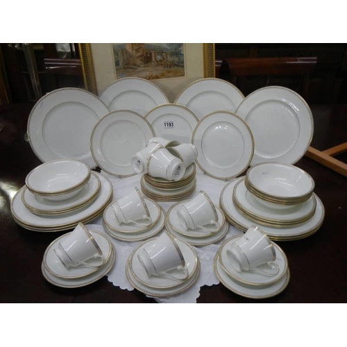 1193 - Approximately 45 pieces of Aynsley Jubilee Gold dinner ware.