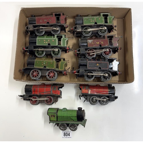 804 - 9 Hornby O gauge locomotives all A/F, suitable for spares or repairs