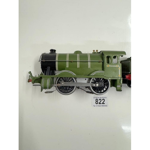 822 - A Hornby O gauge 3 rail locomotive & tender (untested)