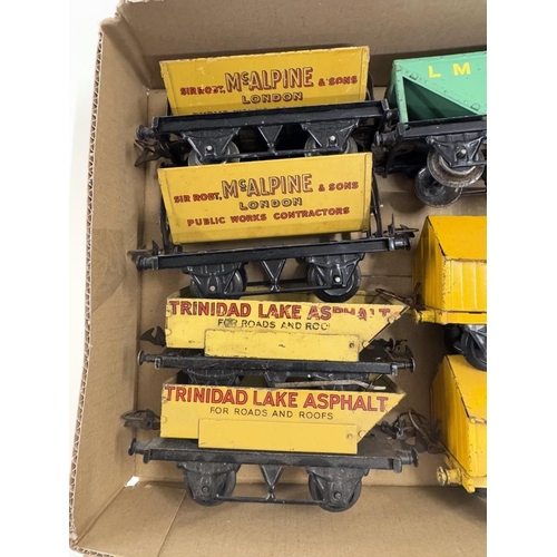 826 - 9 Hornby O gauge wagons including Portland cement, McAlpine & Trinidad Asphalt