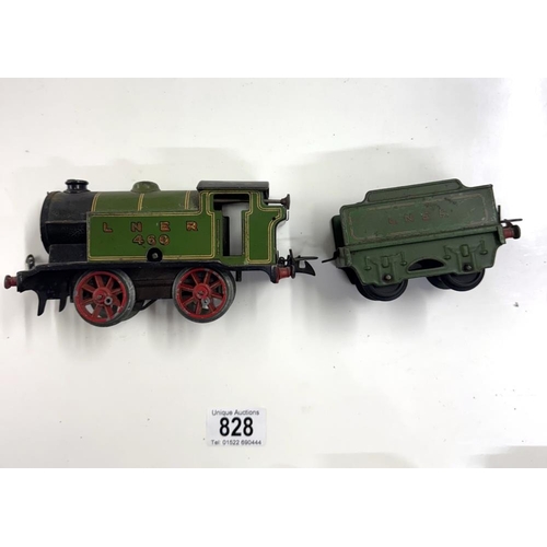 828 - 2 Hornby O gauge LNER locomotives & 1 other with tenders