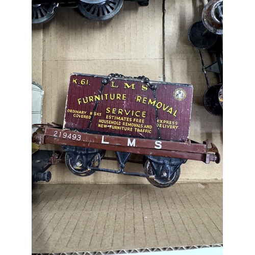 837 - A Hornby LNER locomotive A/F & 3 flat trucks with LMS furniture removals service etc