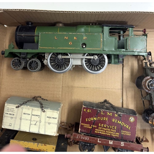 837 - A Hornby LNER locomotive A/F & 3 flat trucks with LMS furniture removals service etc