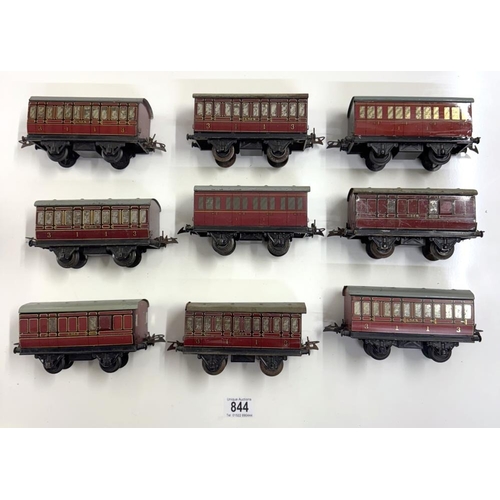 844 - 9 Hornby gauge LMS tin litho coaches