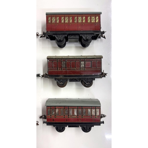 844 - 9 Hornby gauge LMS tin litho coaches