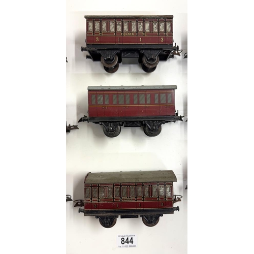 844 - 9 Hornby gauge LMS tin litho coaches