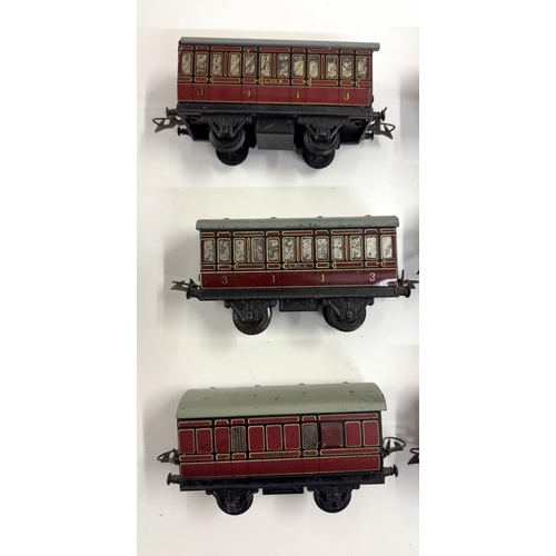 844 - 9 Hornby gauge LMS tin litho coaches