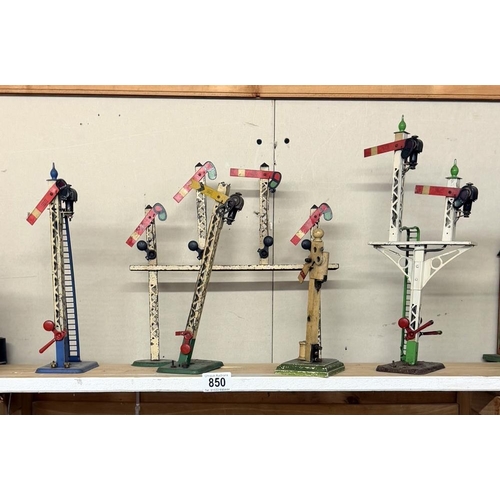 850 - 5 Hornby O gauge railway signals