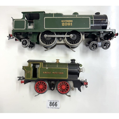 866 - 2 Hornby O gauge 3 rail locomotives (Untested)