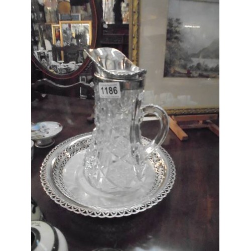 1186 - A WMF tray and a Victorian  jug.