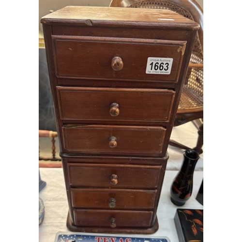 1663 - A standard pine specimen chest of 6 drawers