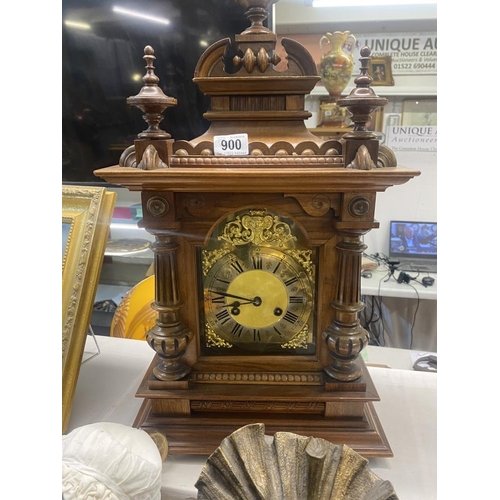 900 - An Edwardian brass faced 8 day mantle clock