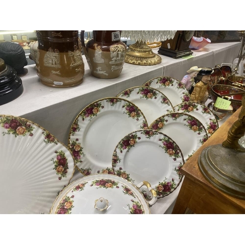 904 - A collection of Royal Albert Old Country Roses china including platter, 6 dinner plates & tureens et... 