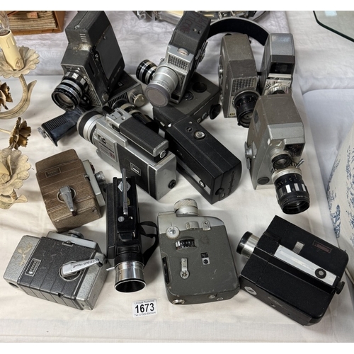 1673 - A large quantity of cine camera's including Cosina, super 8 & GB Bell etc.